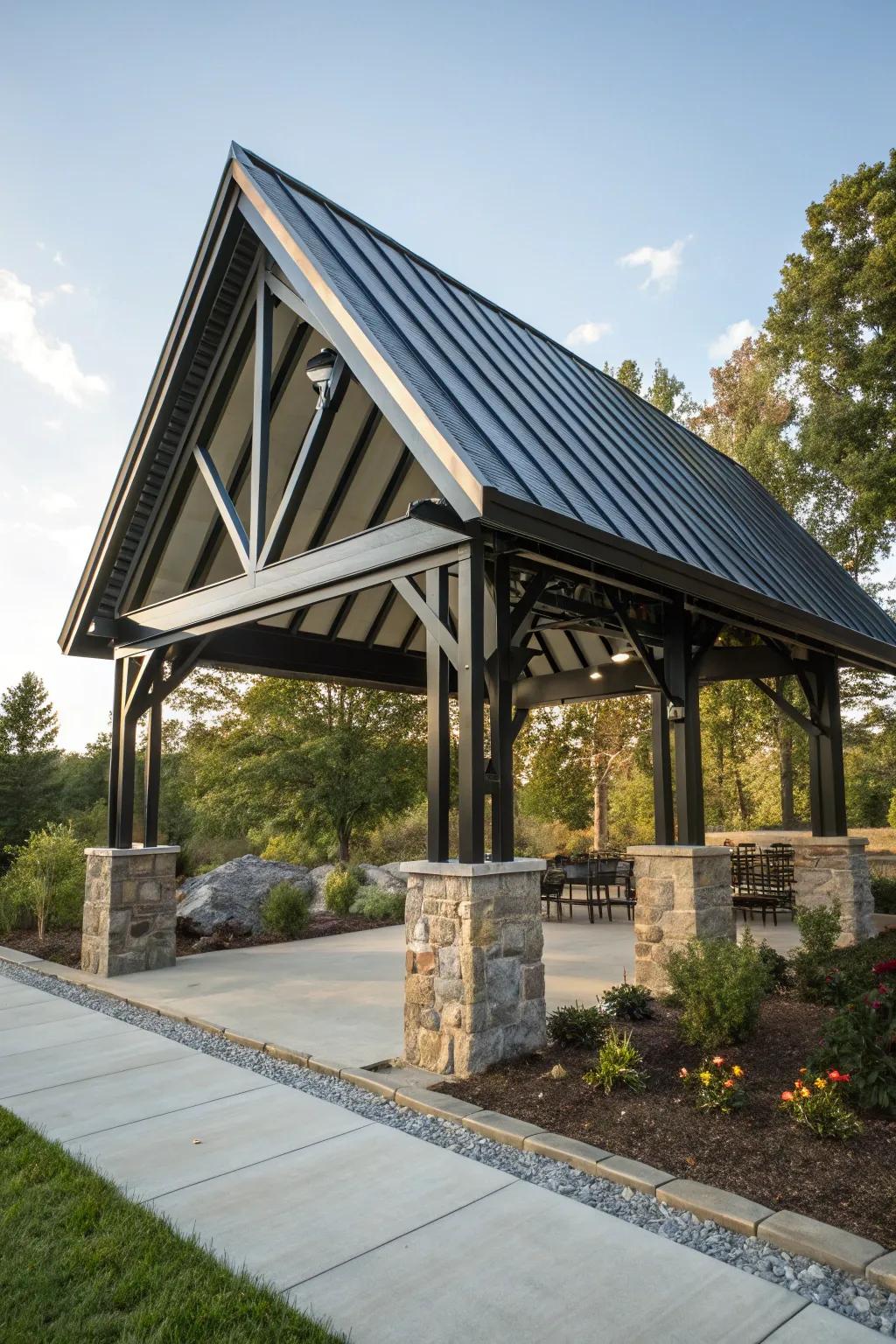 Refine your camper's visual appeal using an elegant triangular metal enclosure.