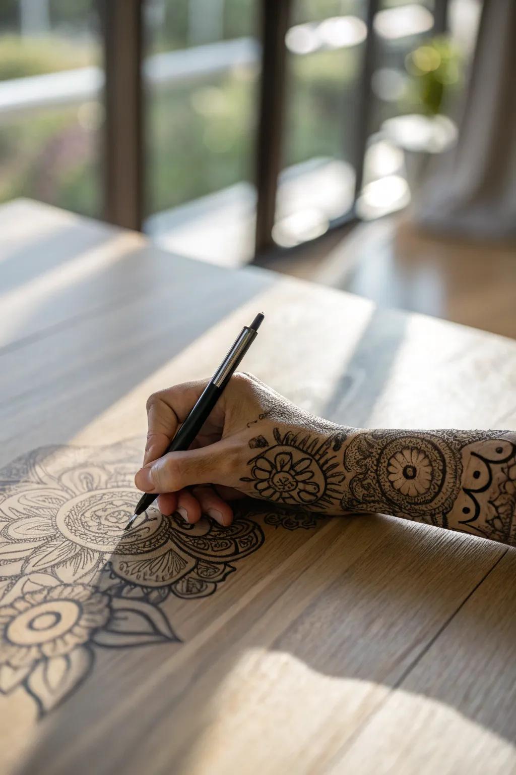 Delve into mindfulness through intricate hand-sketched patterns, celebrating simplicity and creativity.