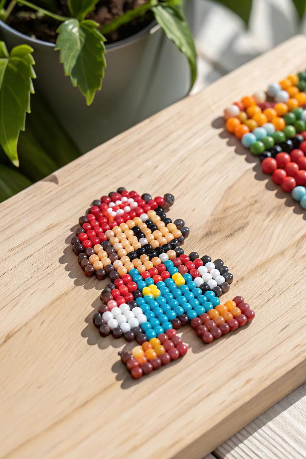 Celebrate timeless artistry with a nostalgic nod – pixelated bead perfection!