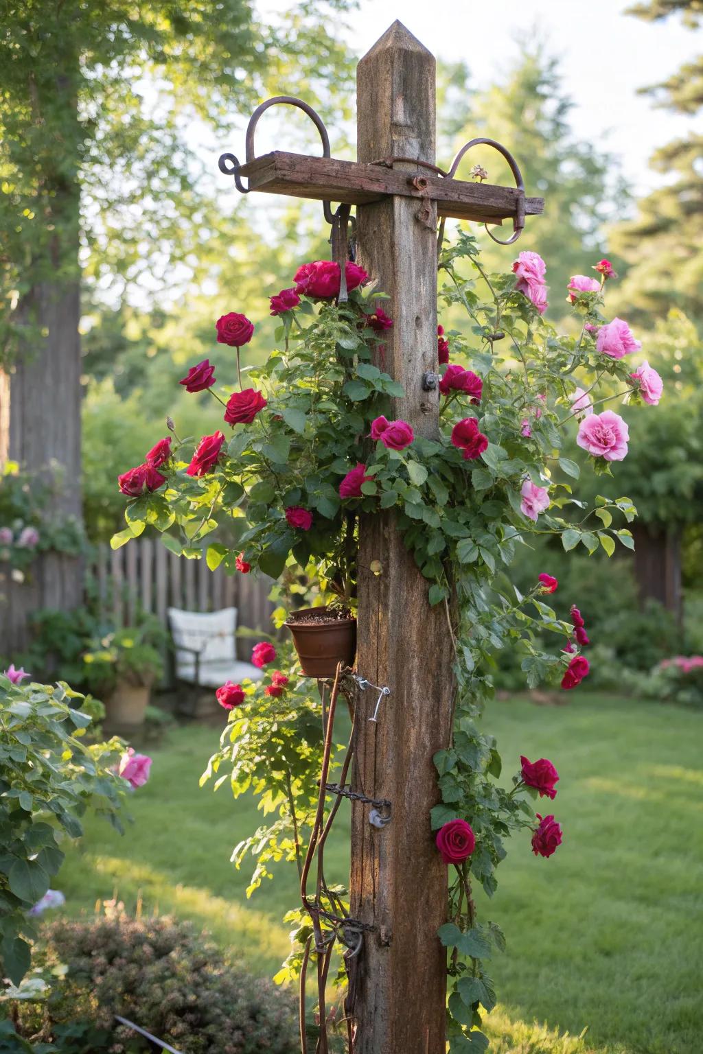 From practicality to enchantment: Revamp your aged washing line into a breathtaking garden centerpiece.