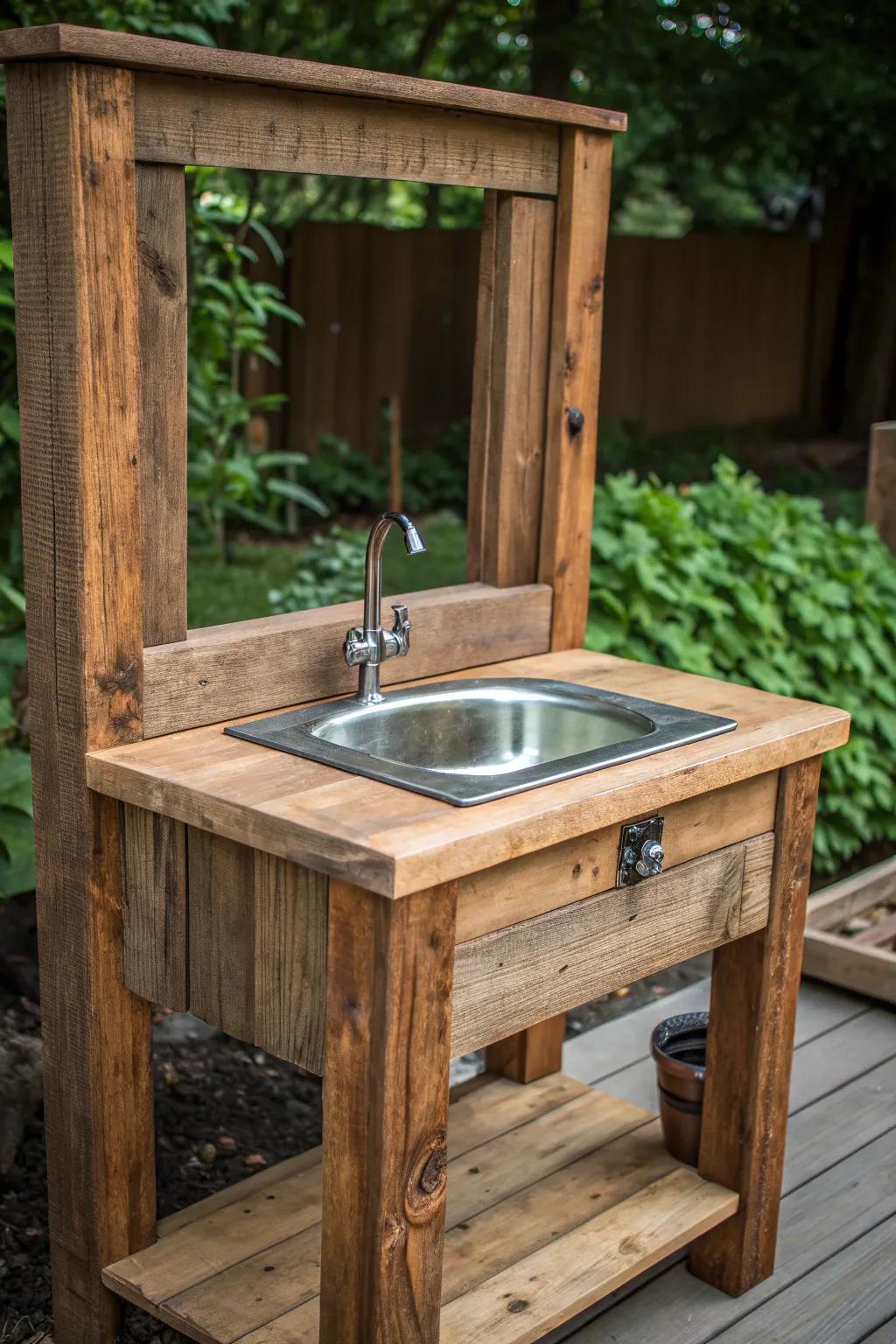 Enhance your outdoor setup with a quaint DIY washing spot, uniting function and artistry.