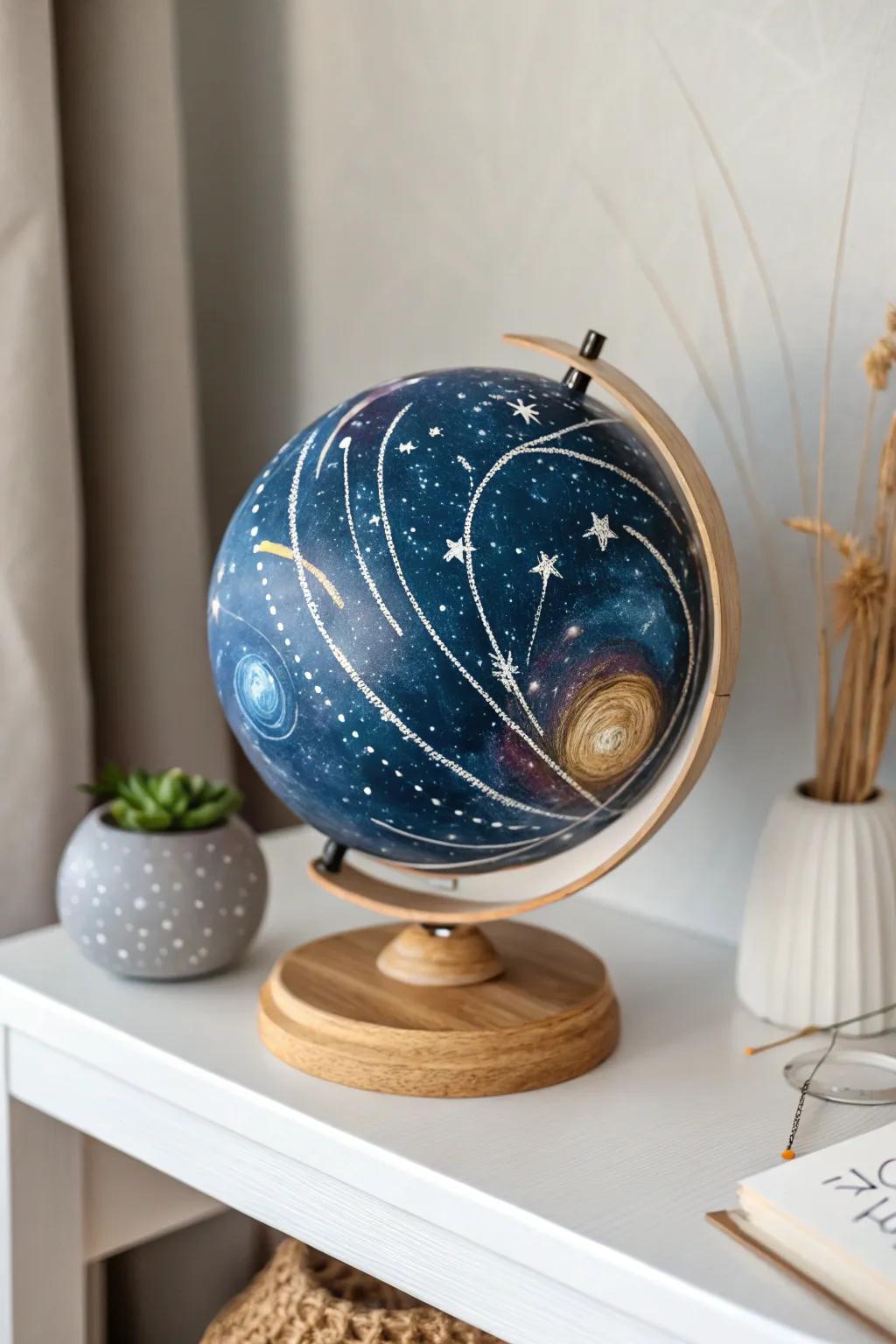 Revamp your space with a cosmos-inspired globe, where galaxies come to life within your home.