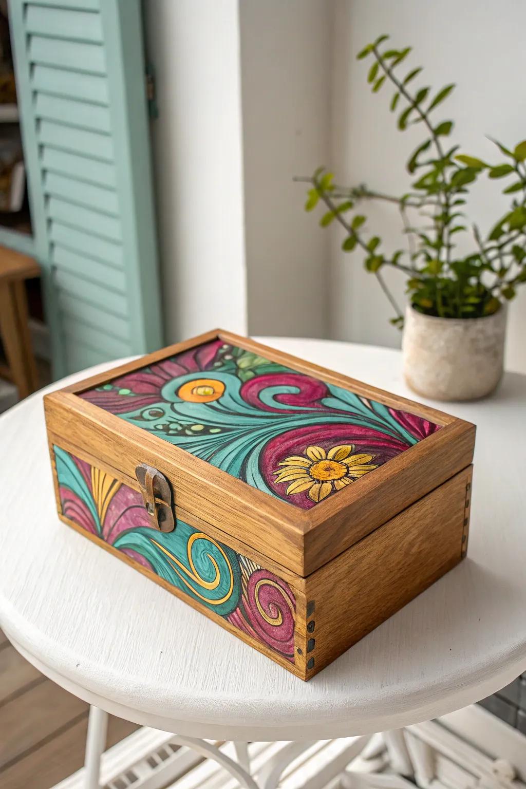 Let your imagination soar with this psychedelic burst of color storage box, where vibrant shades meet minimalist sophistication.