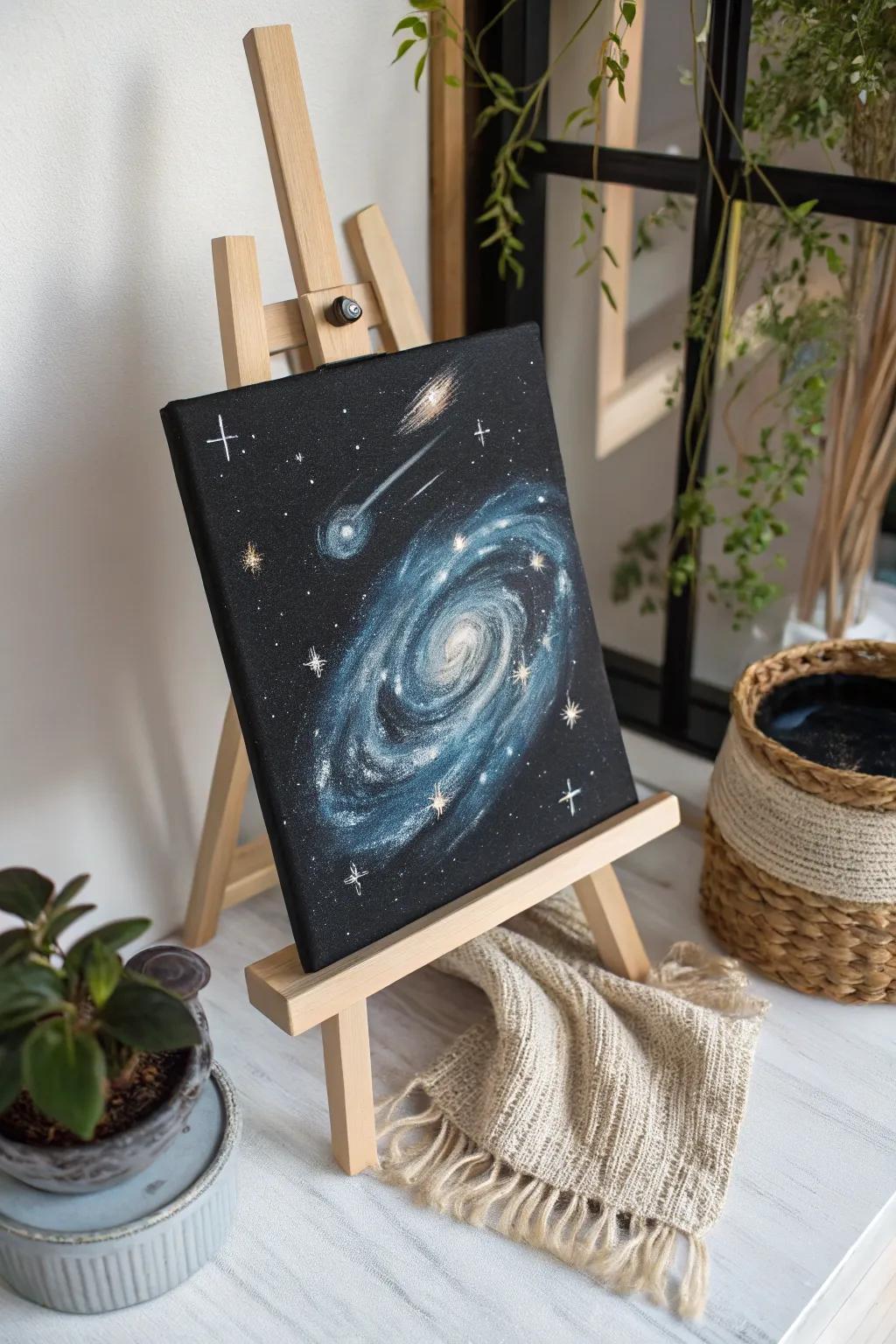 Immerse yourself in cosmic wonders with understated elegance on a black canvas. ✨ #ScandiBohoArt