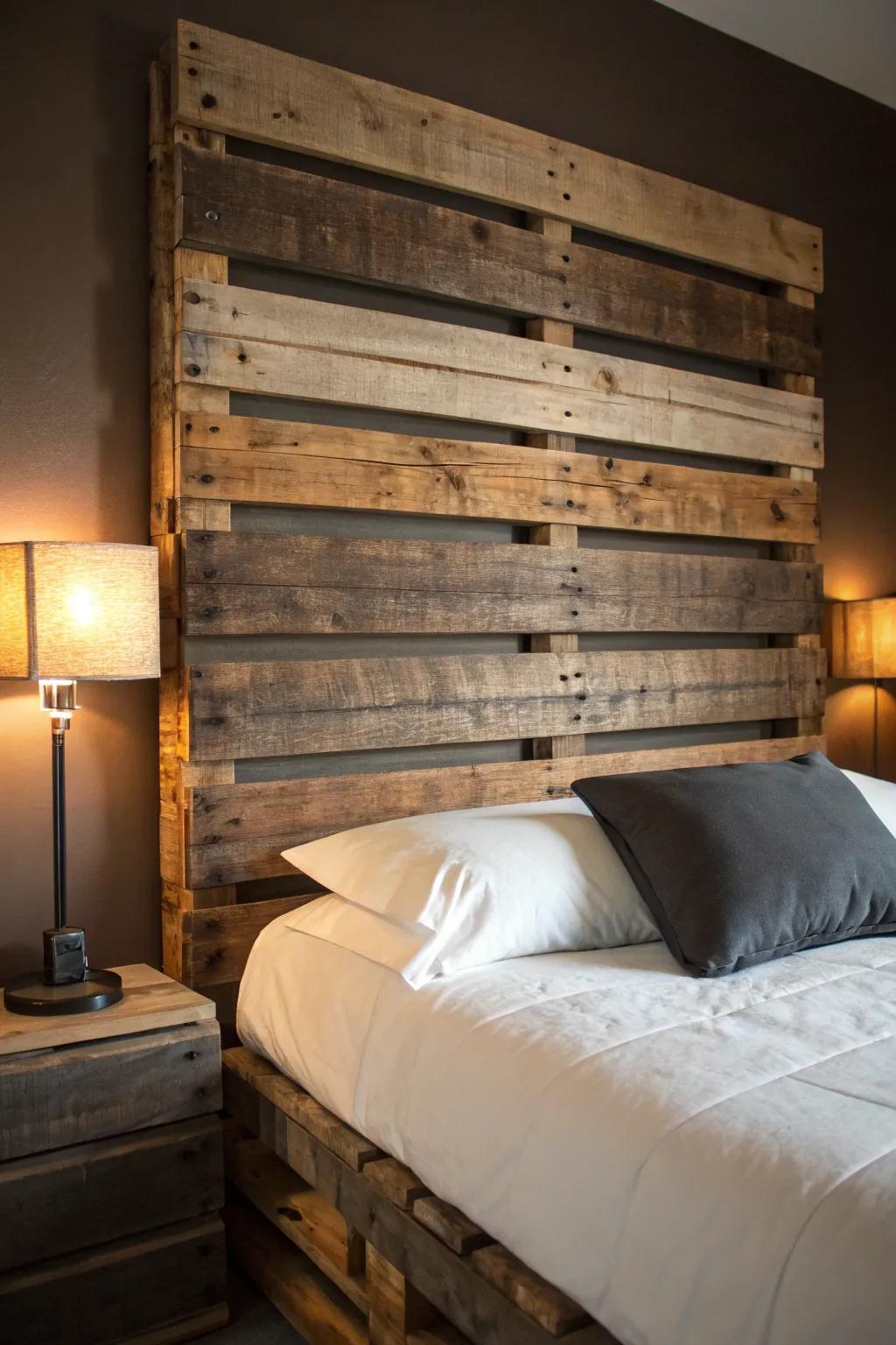 Change your room with the classic appeal of a simple stacked wooden platform headboard.