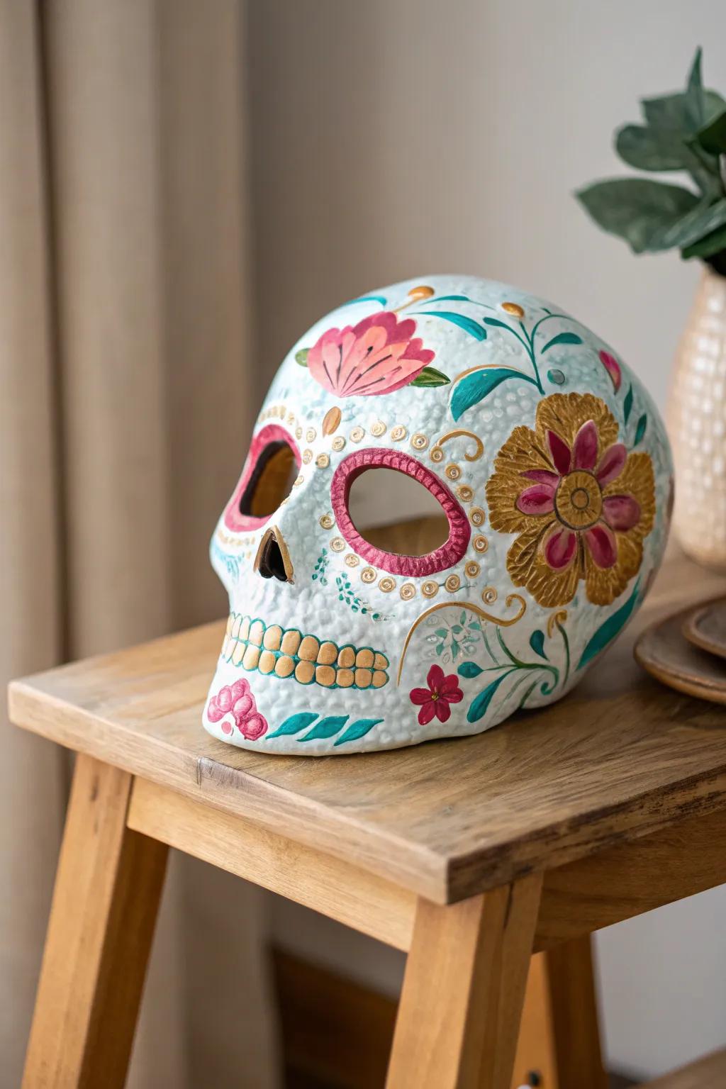 Celebrate the artistic richness of tradition with a handmade Dia de los Muertos mask that enhances your decor with festive charm.