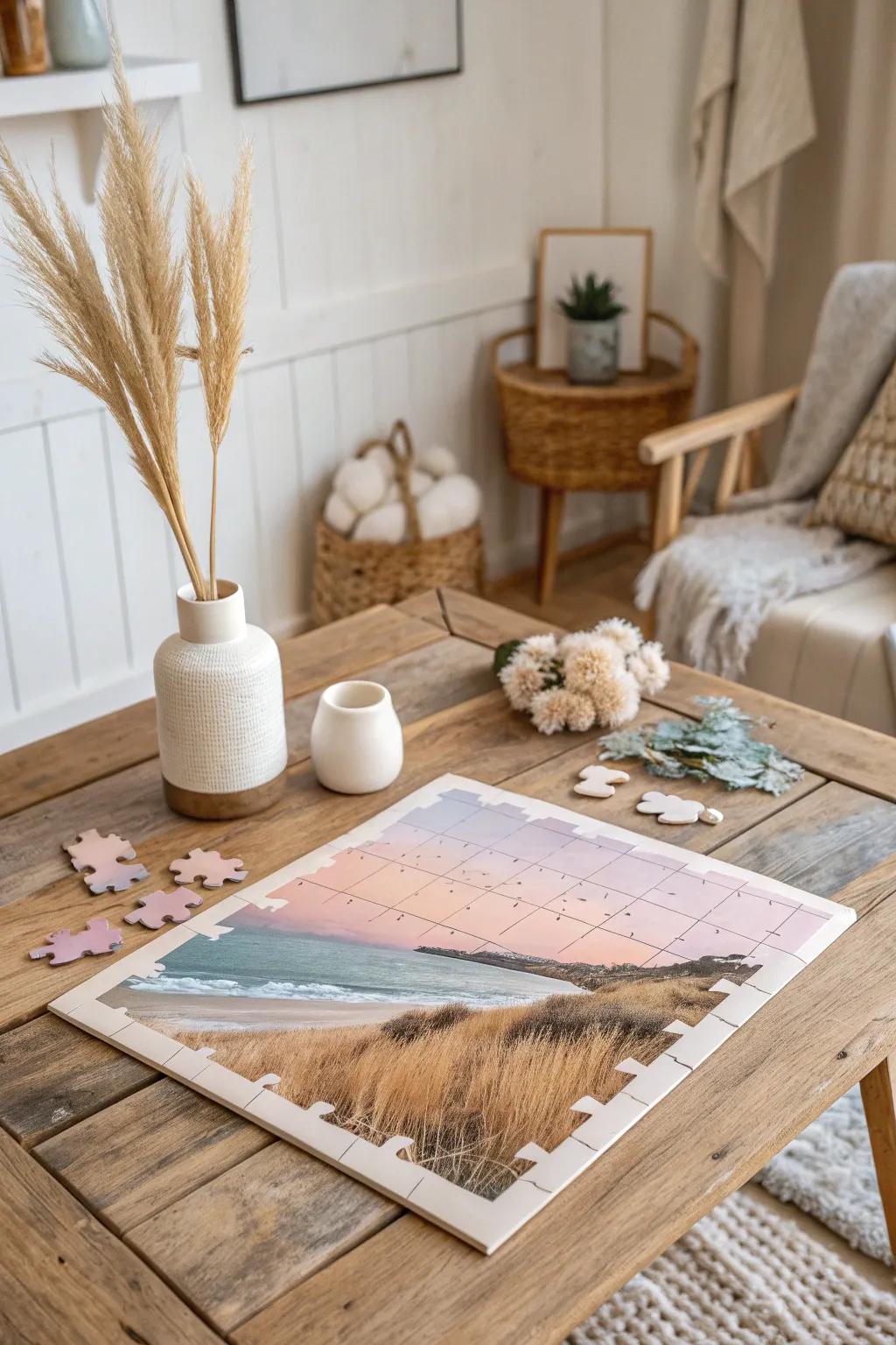 Recapture moments piece by piece with this delightful handcrafted picture puzzle, ideal for close-knit family evenings!