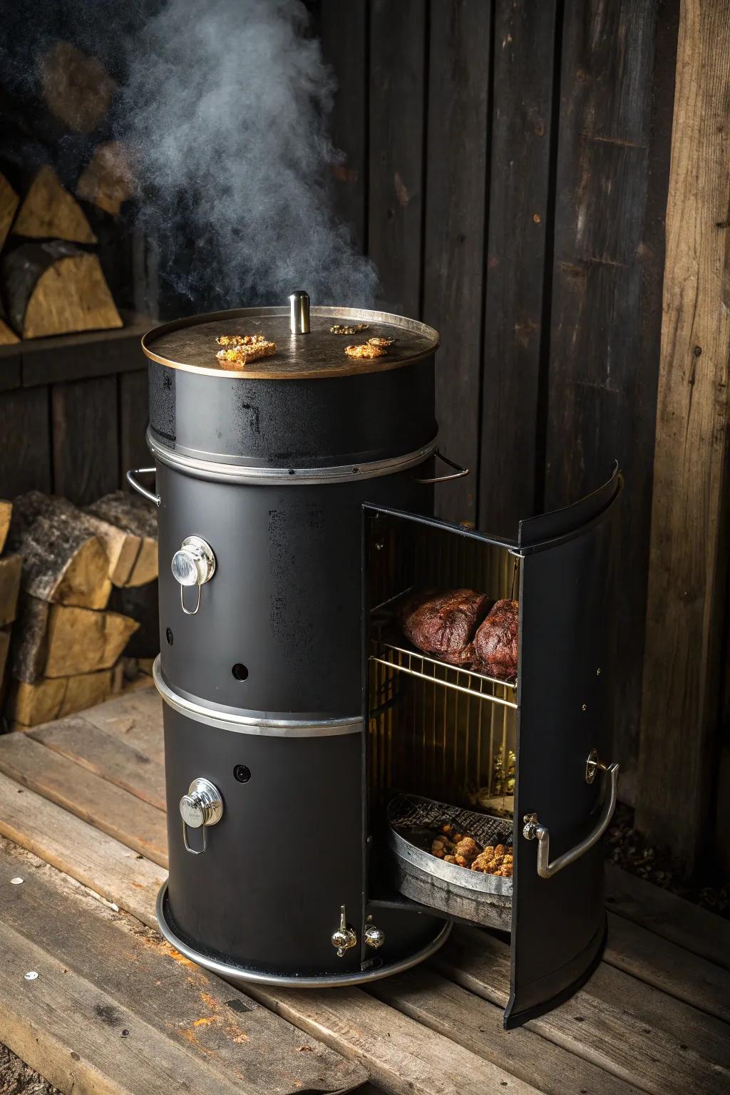 Enhance your outdoor space with the ageless appeal of a handcrafted drum smoker.