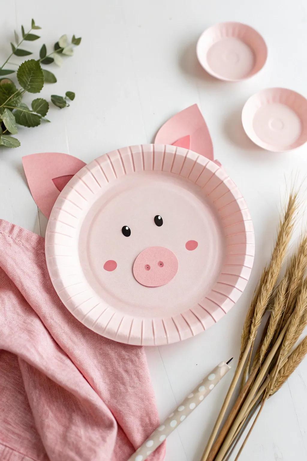 Enchanting simplicity: Turn a cardboard circle into an adorable pig face with a hint of Scandinavian sophistication.