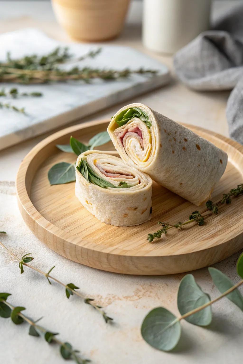 Elegant and simple: A delightful poultry and gouda roll with a Boho flair.