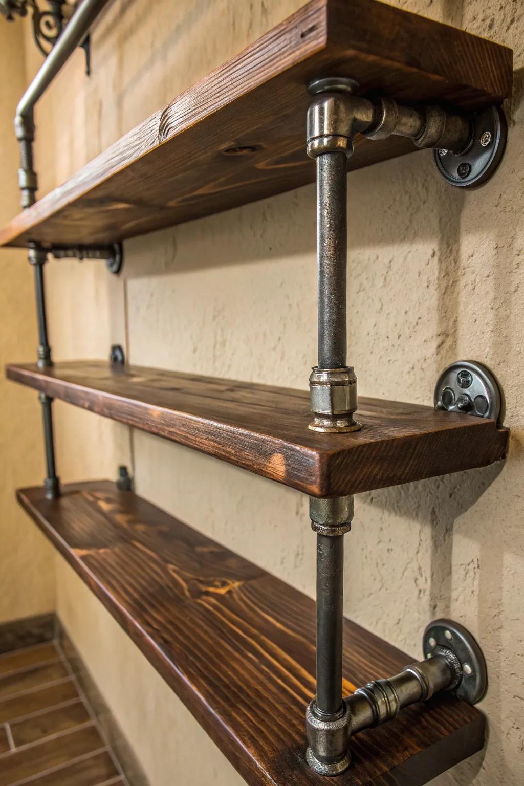 The fusion of industrial sophistication and artistry: amplify your area with everlasting pipe shelving.