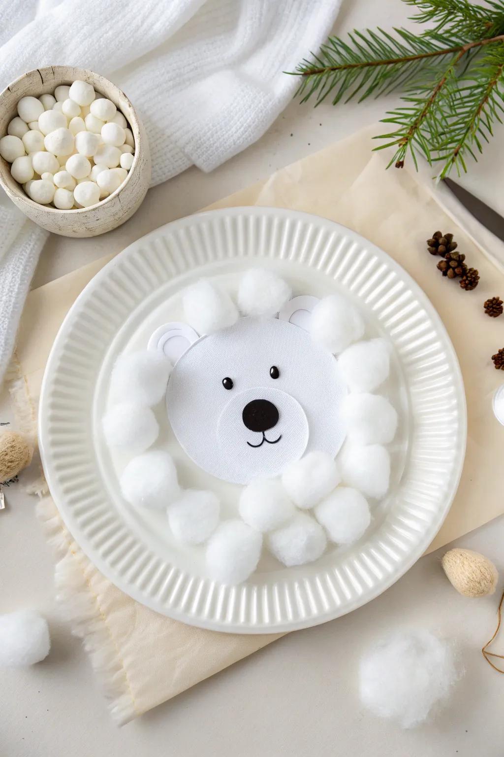 Infuse winter happiness into your crafts with this appealing cardboard circle frigid bear!