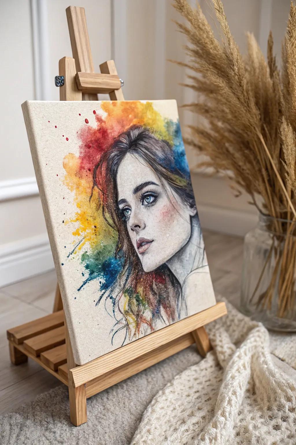 Elevate your surroundings with a vivid, handcrafted portrait, merging artistry and vibrant expression.