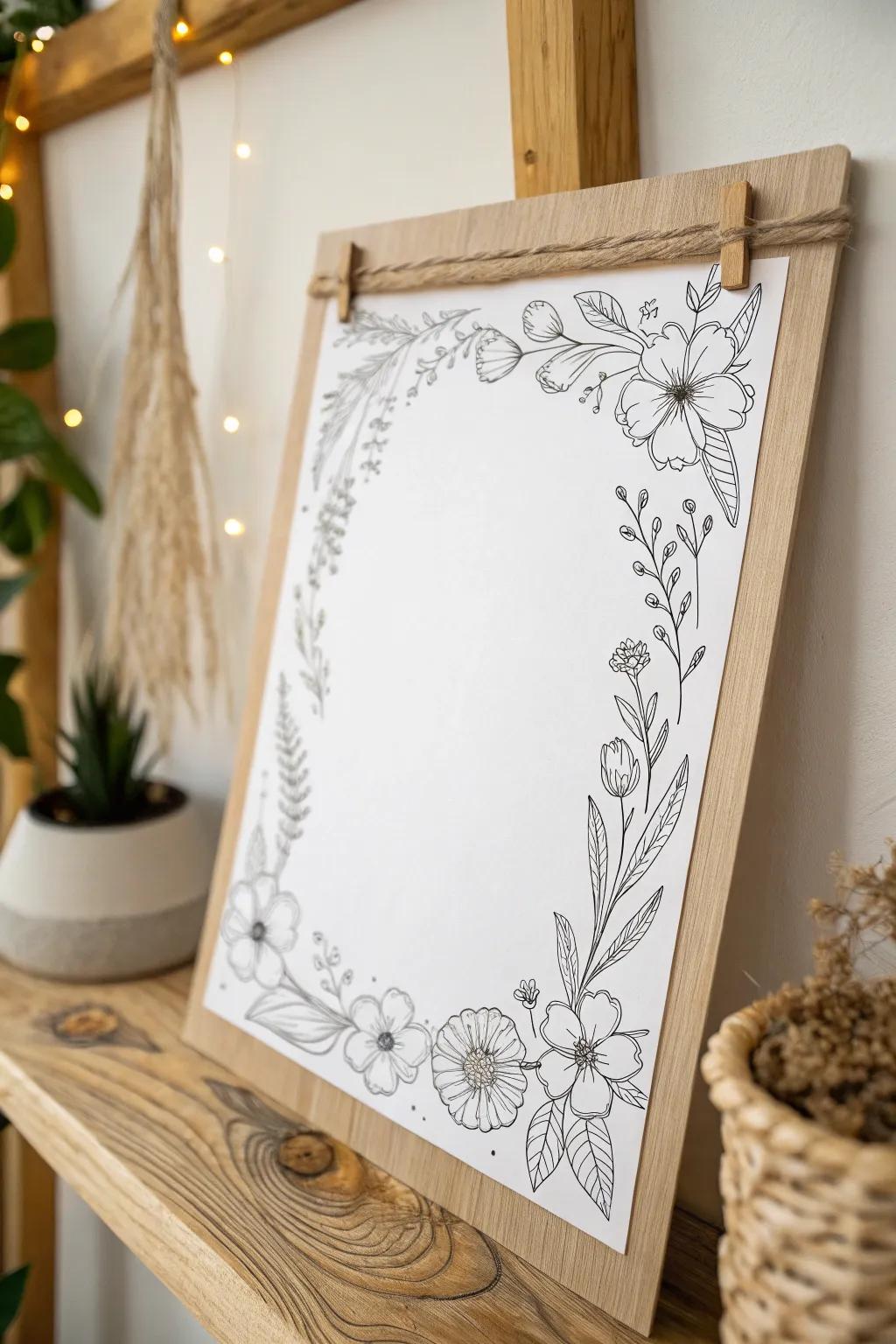 Elevate your wall art with the allure of hand-sketched botanical borders—where simplicity meets bohemian elegance.