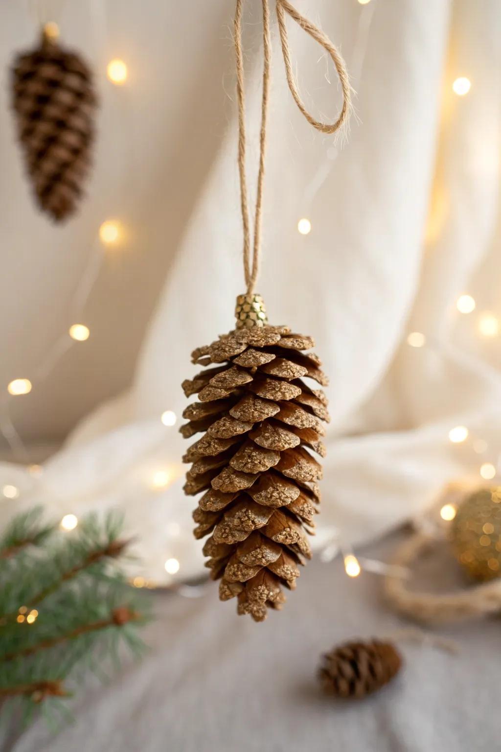 Made with affection: A simple cone adornment that gleams with holiday enchantment.