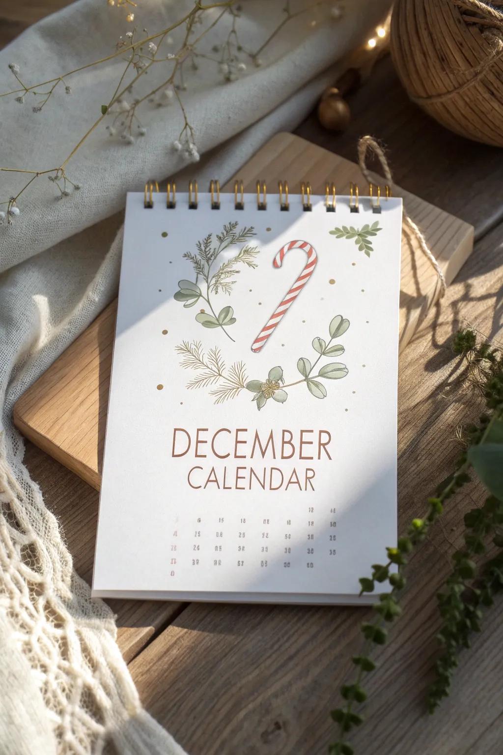 Embrace the holiday spirit with a minimalist December calendar, blending Scandinavian simplicity with Boho charm, perfect for adding warmth to your workspace.