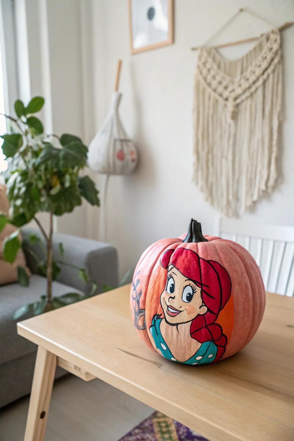Bring animated characters to life through pumpkin artistry – an enjoyable pastime for kids and a charming autumnal decorative element.