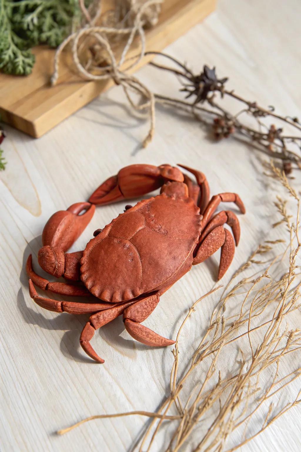 Welcome the ocean's allure with this artisanal earthenware crab, an ideal fusion of straightforwardness and artistry.