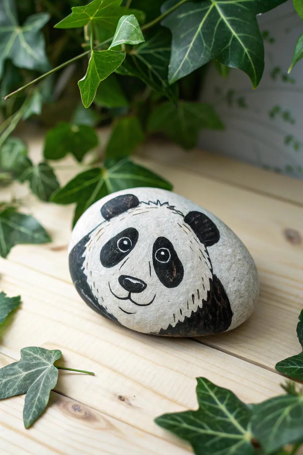Transform ordinary stones into lovable panda faces and let creativity flourish naturally!