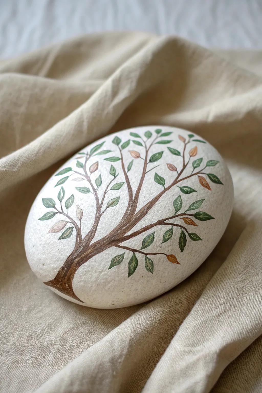 Welcome the outdoors in with this exquisite rock art, infusing a playful, natural touch into your space.