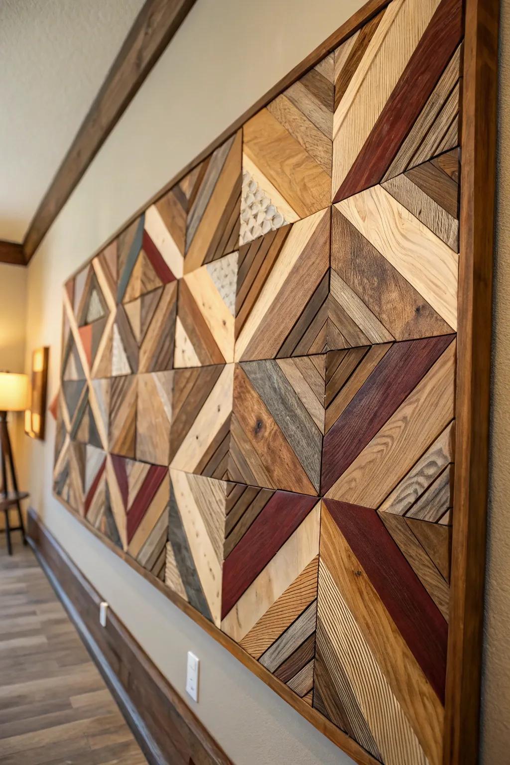 Elevate your sanctuary with the enduring allure of symmetrical timber art, a testament to ingenuity and skill.