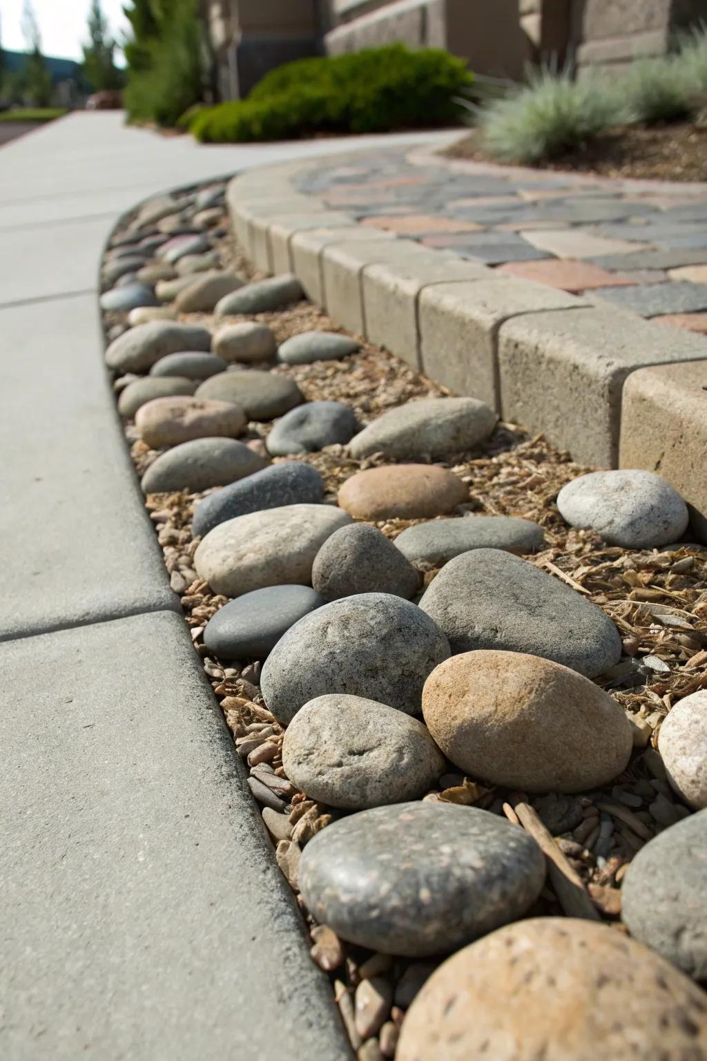 Timeless sophistication highlighted by natural stone edging.