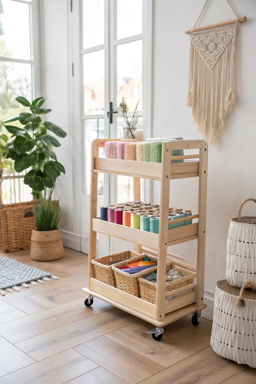 Chic and functional, this trolley keeps your slime supplies close, bringing a hint of minimalist style to any crafting area.