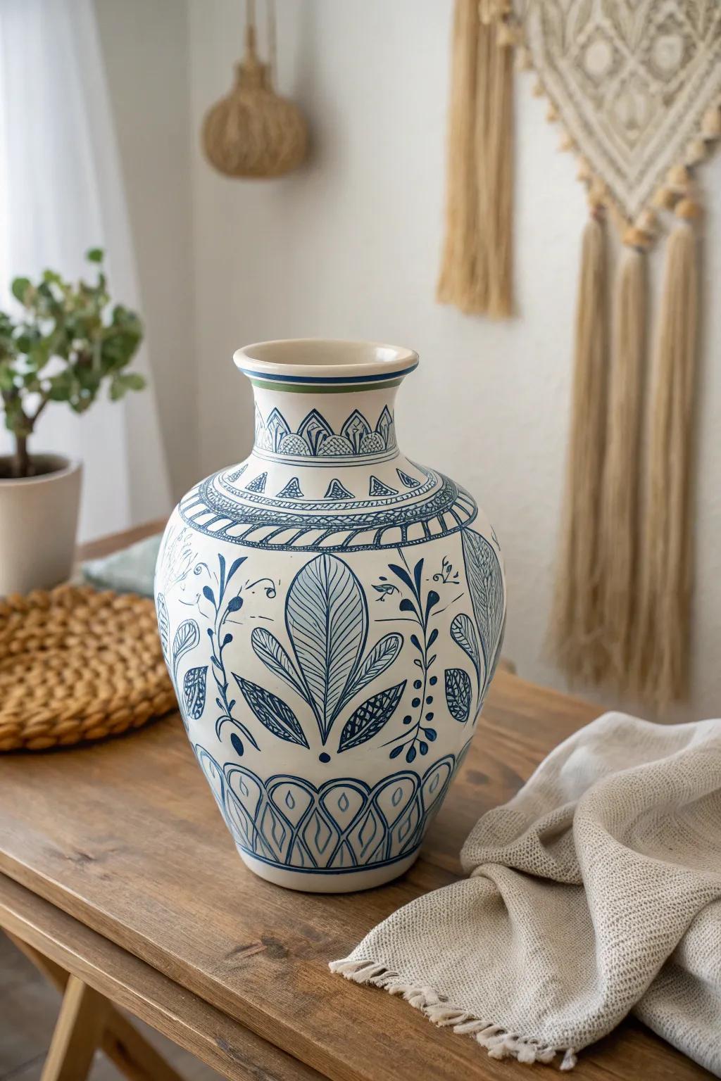 Honoring craftsmanship and culture with a stunning, hand-painted ceramic piece, a graceful addition to any setting.