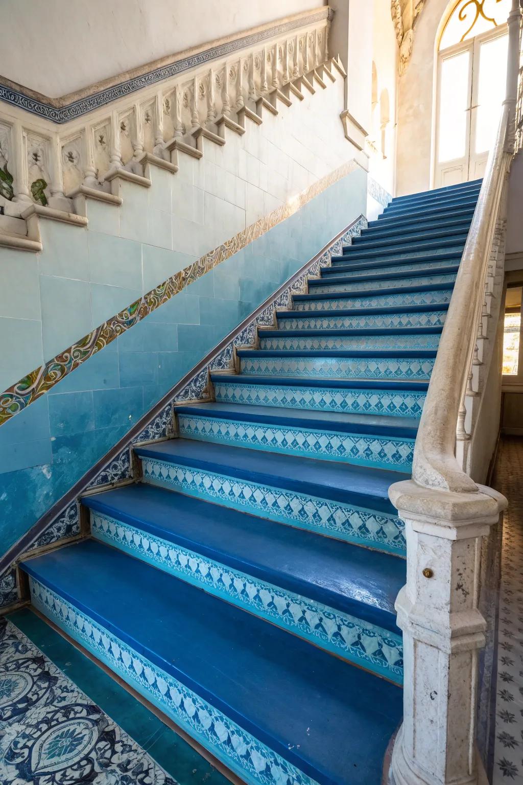 Subtle Shade Shifts: Craft a serene gradient masterpiece on your stairs.