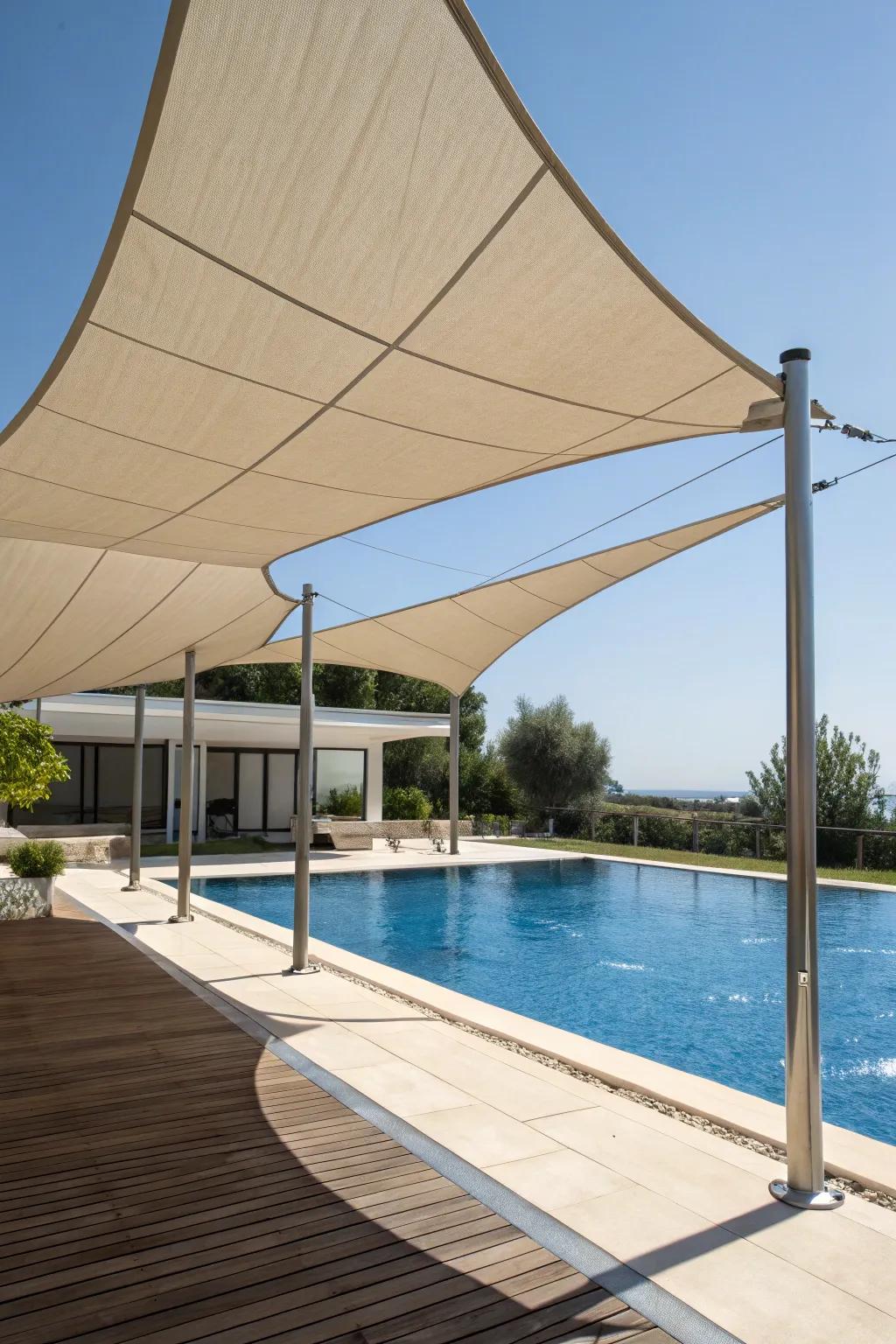 Convert your poolside into a refuge of shadow and style with a handcrafted shadow canopy.