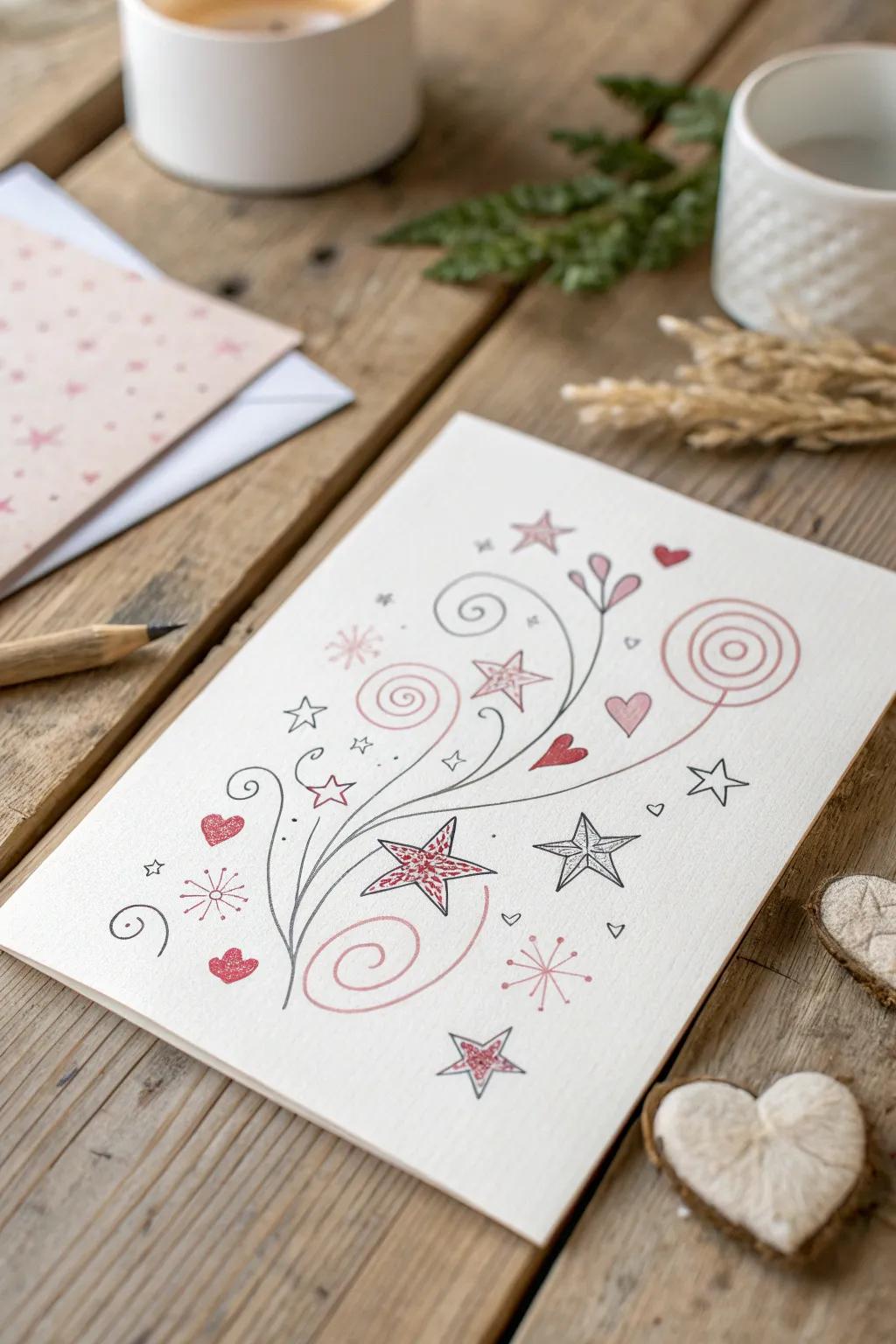 Embrace the beauty of simplicity with delightful doodles gracing your cards.