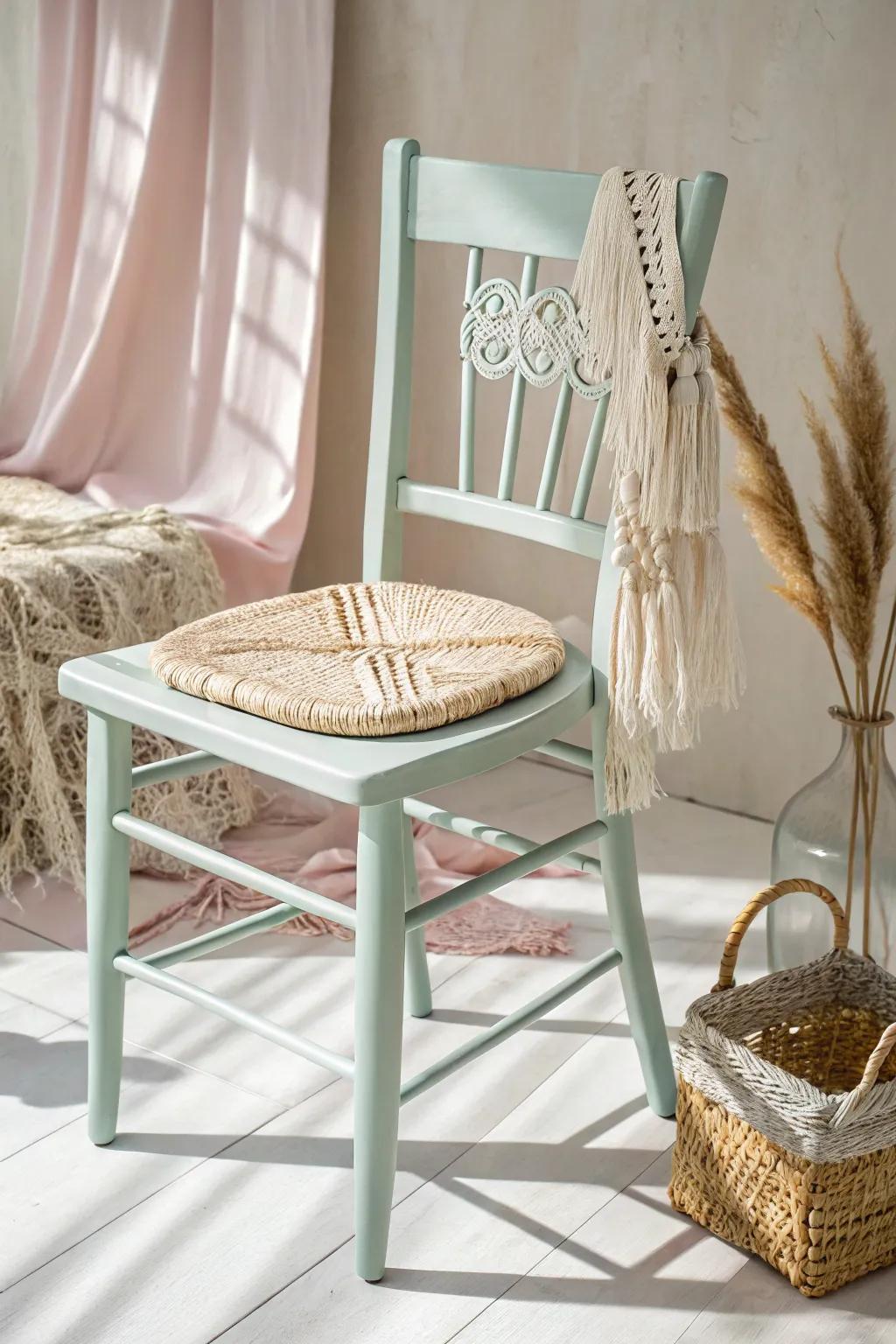 From thrifted to chic: a boho-inspired seating transformation that enhances the charm and sophistication of any room.
