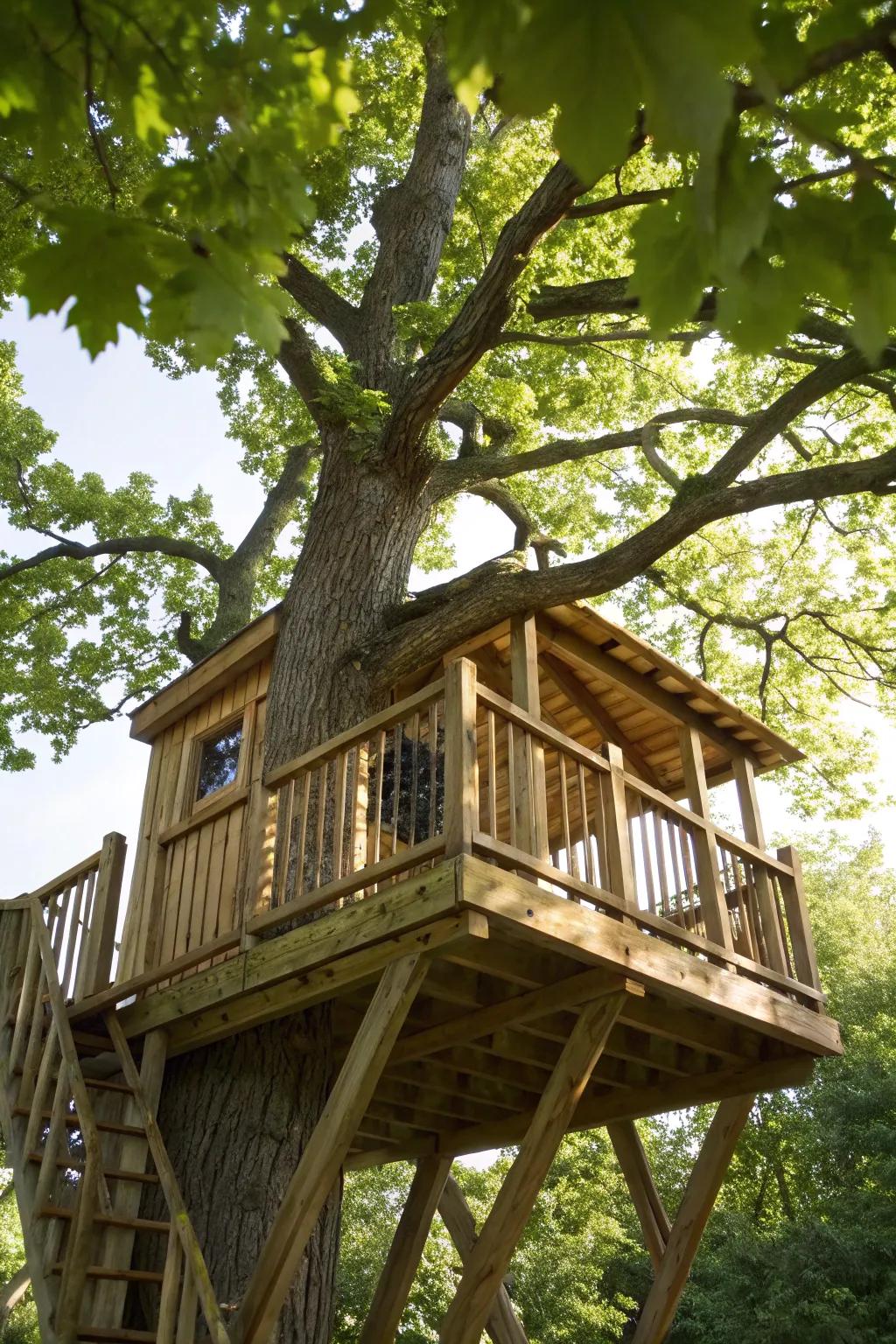 Boost your child's playtime through a skillfully made treehouse platform—where every adventure takes flight!