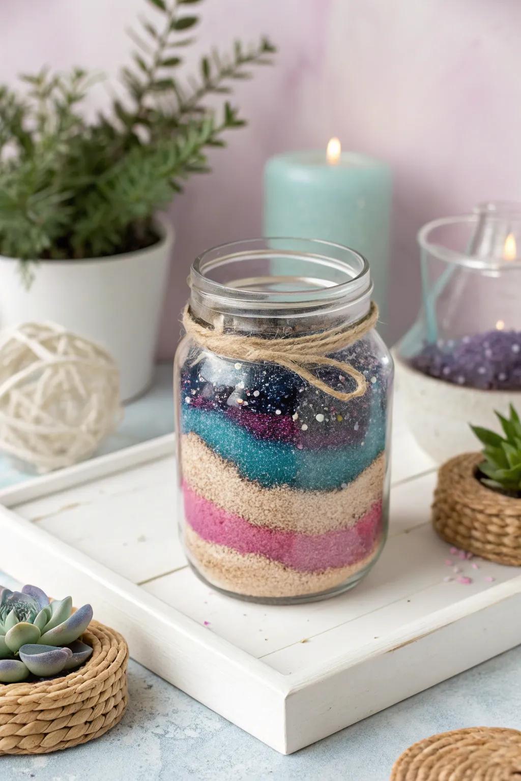 Encapsulate the universe within a vessel: An uncomplicated yet breathtaking celestial galaxy for your minimalist aesthetic.