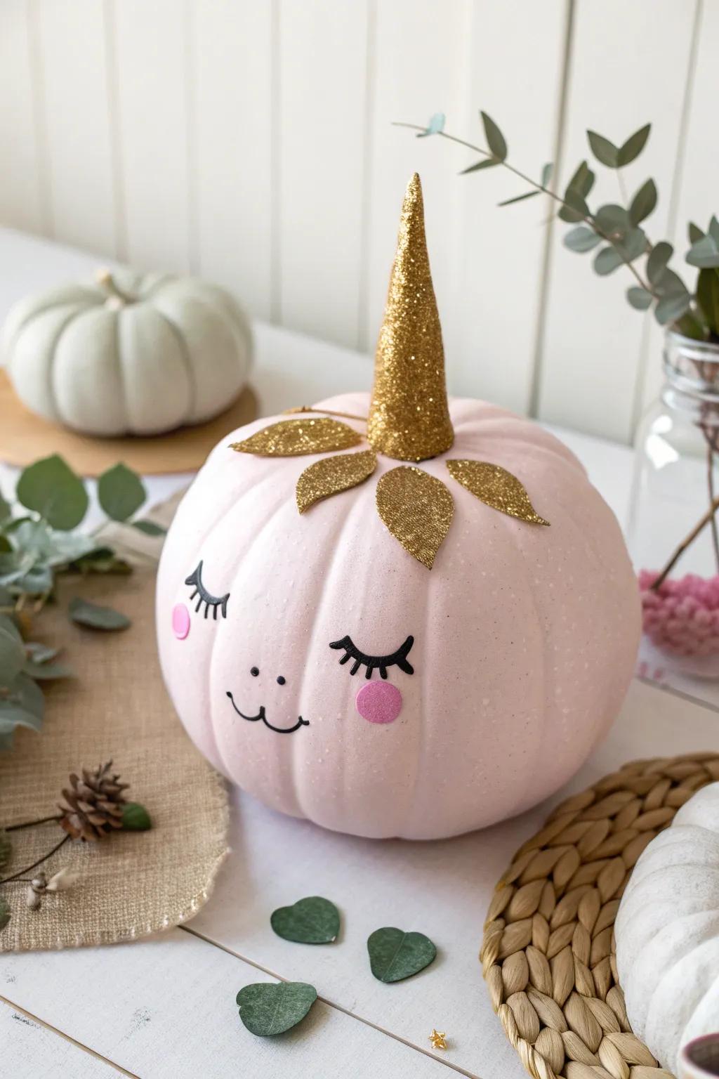 Infuse your decor with enchantment using this charming equine pumpkin centerpiece!