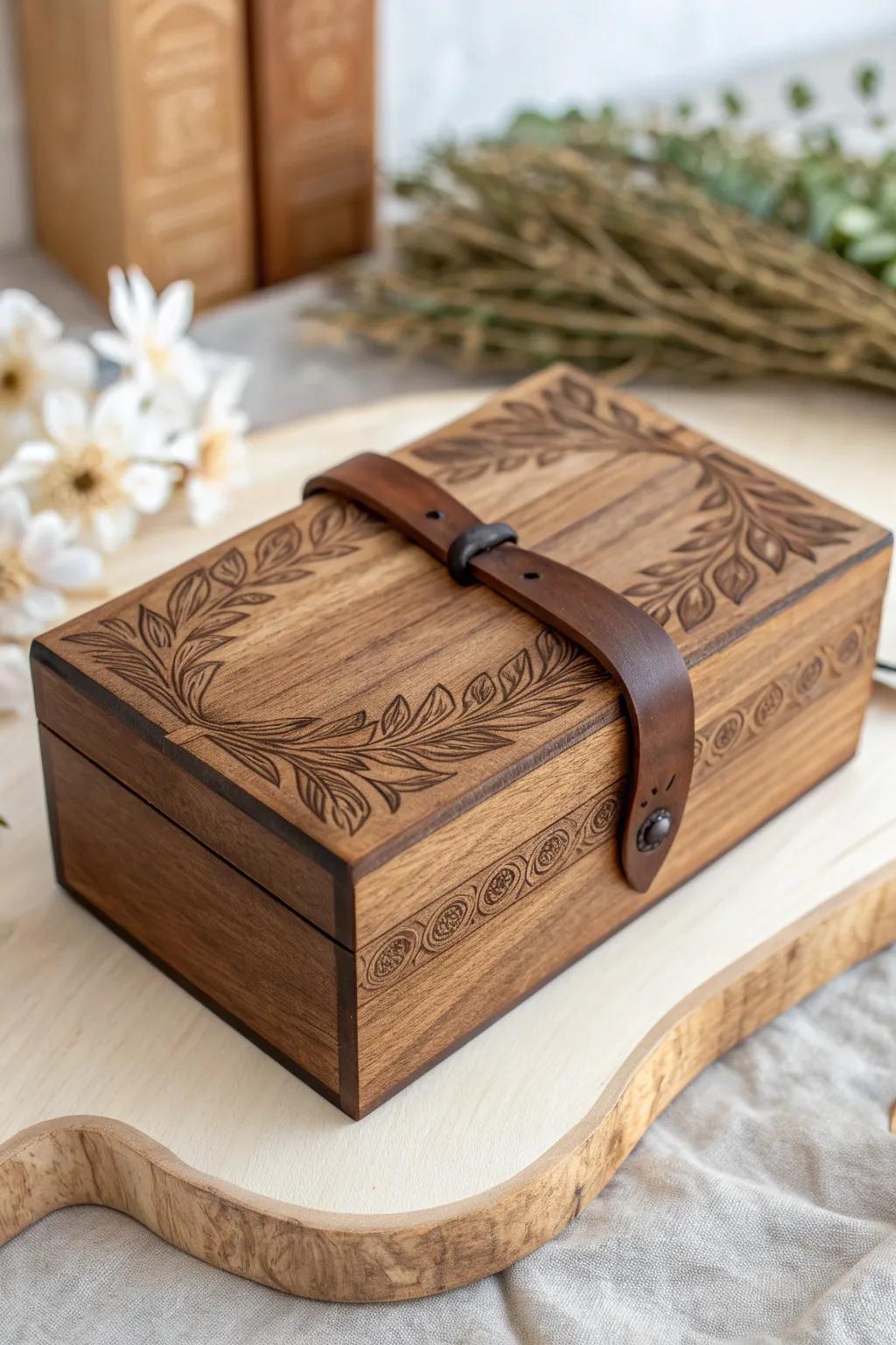Enhance your gifting with a uniquely handcrafted wooden box, where understated design meets sophistication.