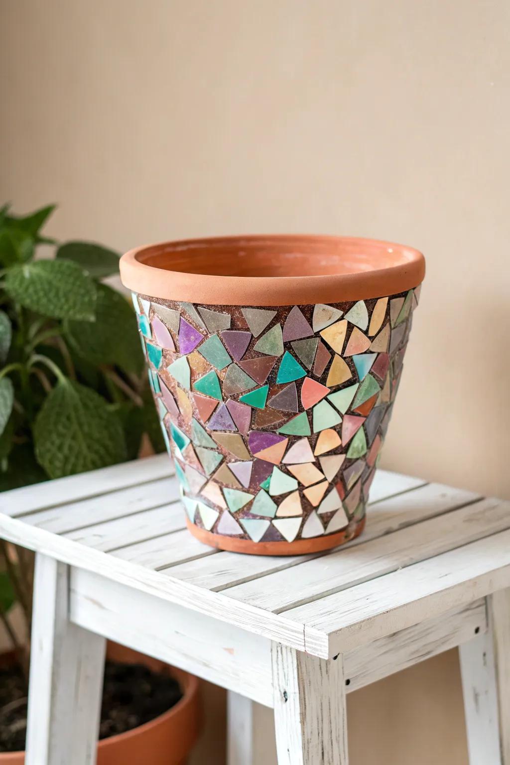 Repurpose vintage CDs into radiant mosaics, infusing spaces with a delicate shimmer and artisanal sophistication.