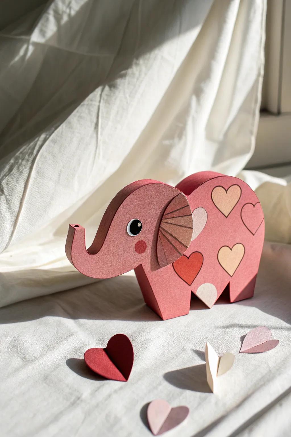 Crafting love: A heart-shaped elephant, where simplicity meets creativity.