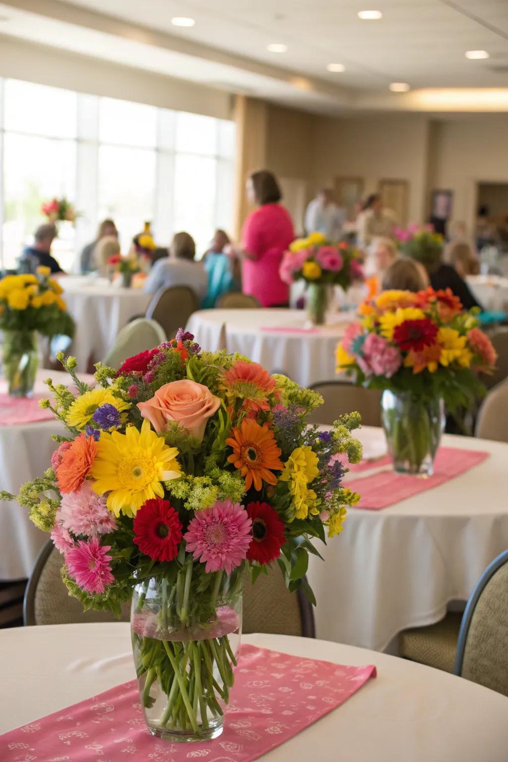 Seasonal floral arrangements bring a fresh, inviting element to any gathering.