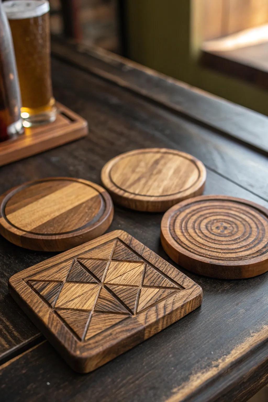 Adorn your coffee table with uniquely crafted wooden coasters that each have their own story.