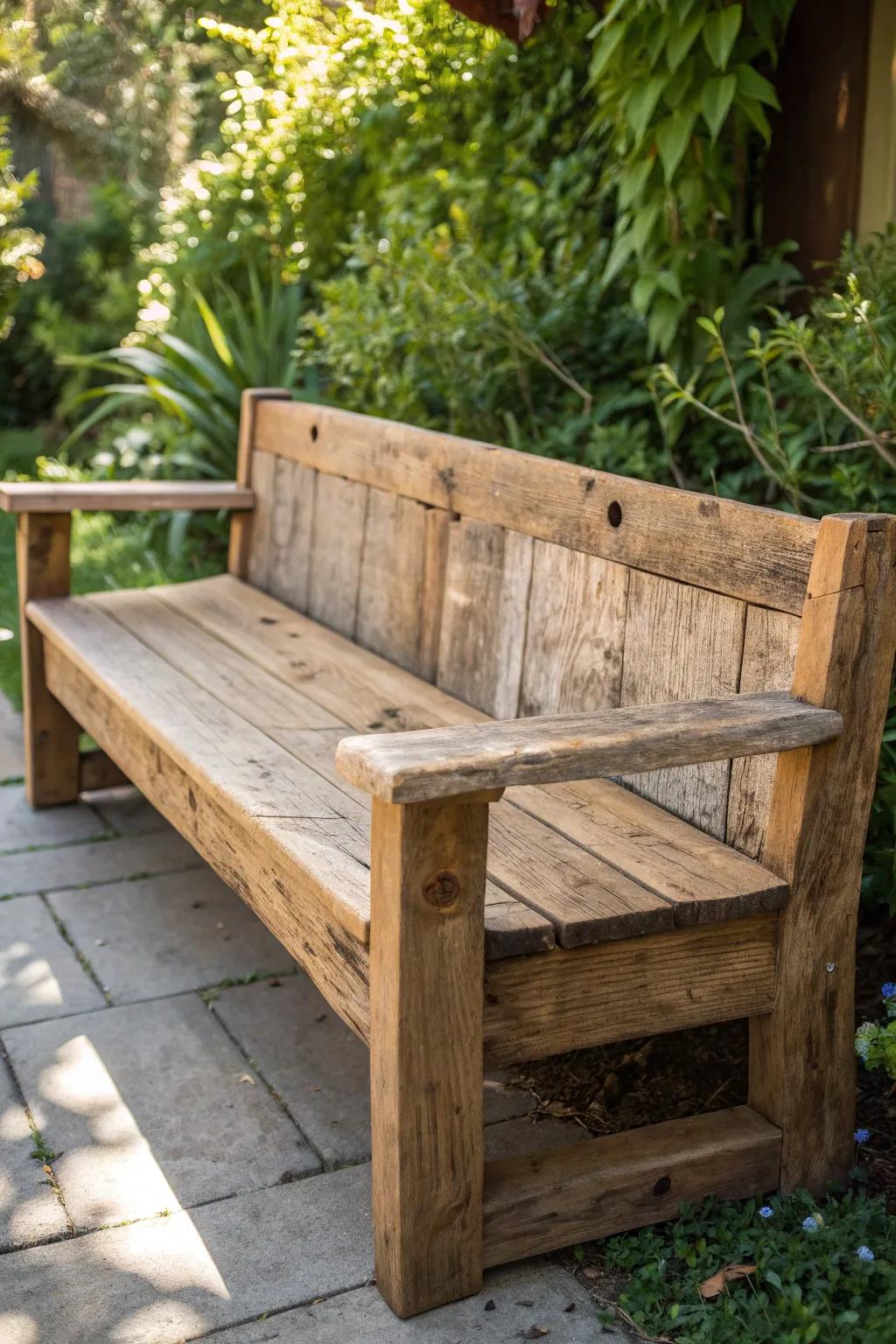 Find your ideal reading corner with this delightful country-style wood bench, where artistry meets nature.