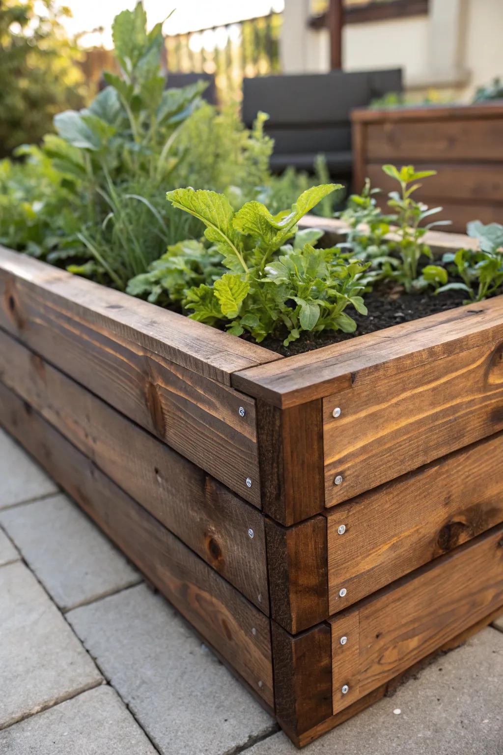 Enhance your garden's aesthetic with expertly fashioned wooden elevated beds.