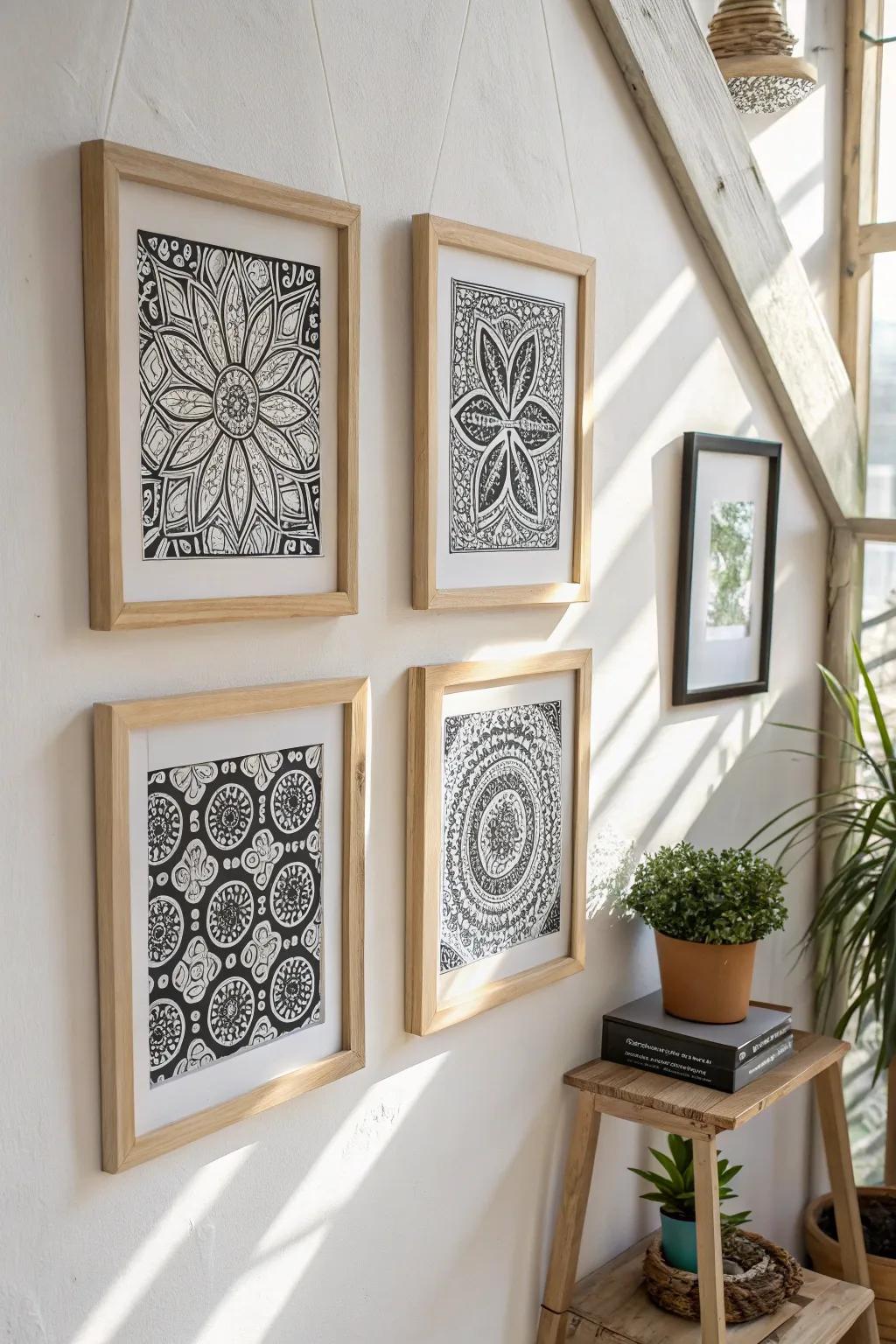 Amplify the allure of your environment through the charm of encased zentangle artistry – where unpretentiousness converges with intricate design.