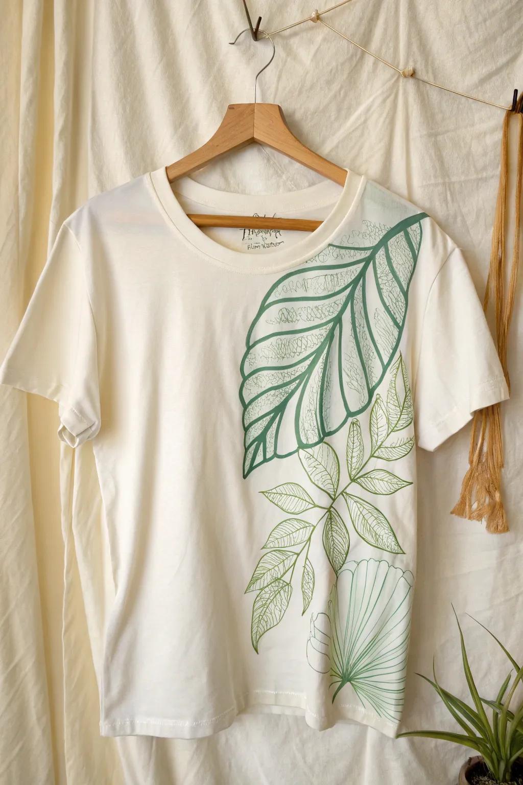 Embrace nature's simplicity with this refined foliage-inspired t-shirt design, ideal for a revitalizing and stylish aesthetic.