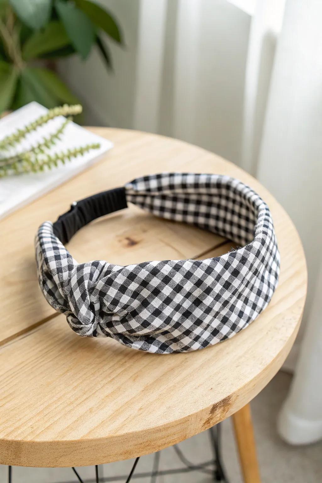Add a touch of retro chic to your look with this DIY checkered headband!