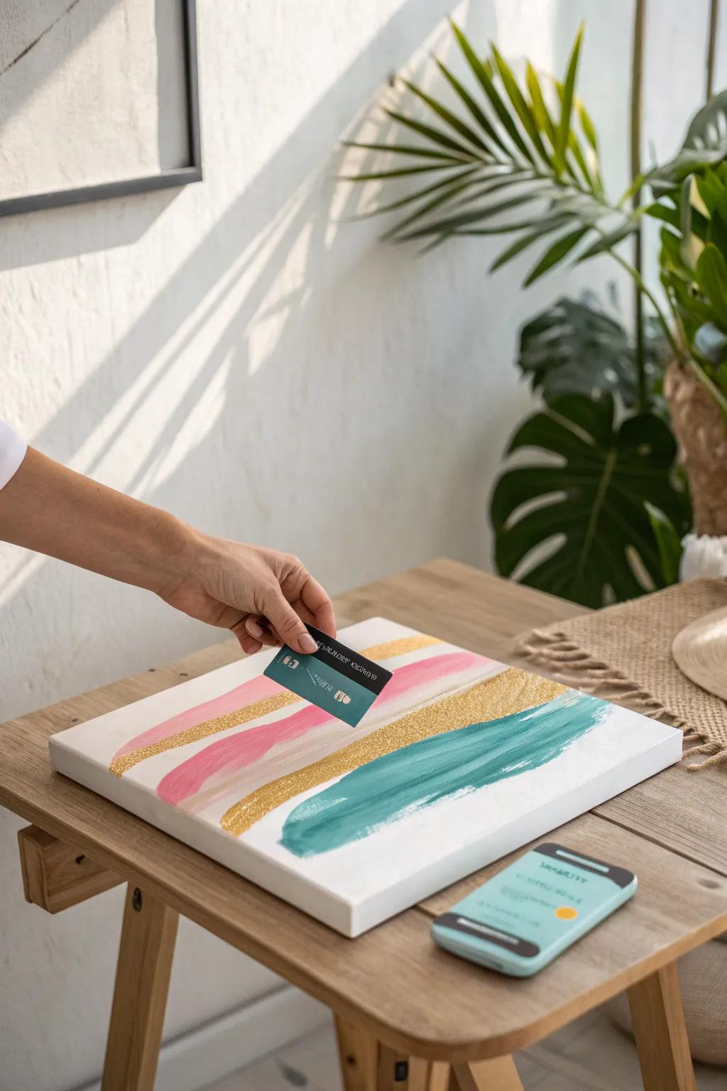 Sweep your way to modern art with this inventive acrylic technique. 🎨✨ #ArtisticSwipe #MinimalistArt