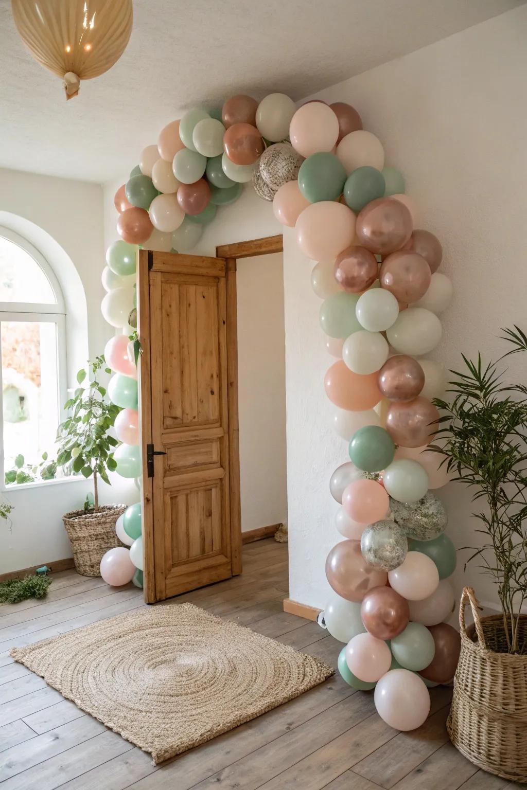 Create a whimsical entrance with a minimalist balloon archway—perfect for setting the tone at any celebration.