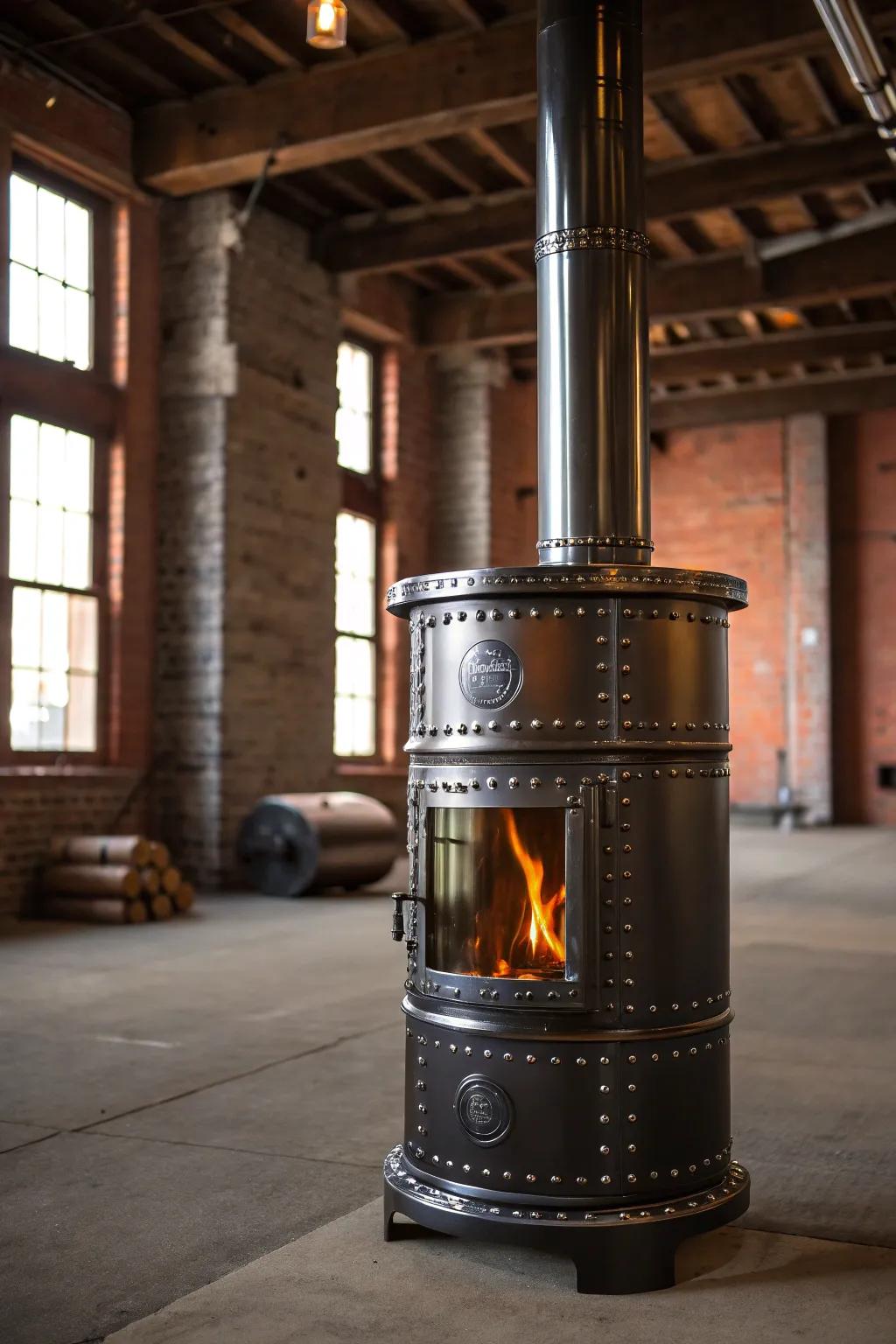 Blending industrial grace with welcoming warmth: the definitive sleek cask heater tailored for your metropolitan apartment.