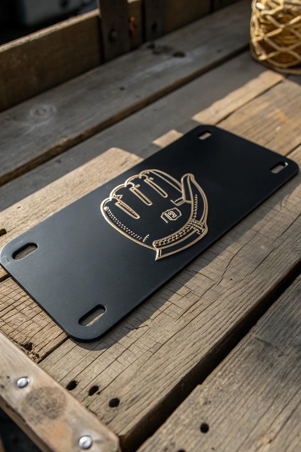 Elegance through Simplicity: A finely detailed baseball mitt insignia for the refined devotee.
