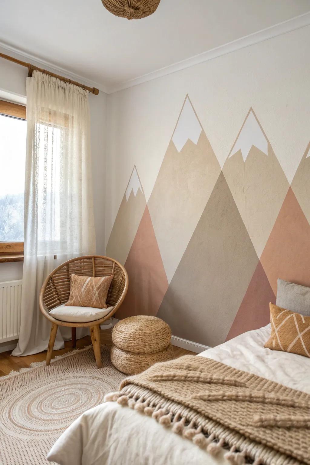 Transform your bedroom into a serene getaway with tranquil mountain summits. Embrace simplicity and natural beauty.